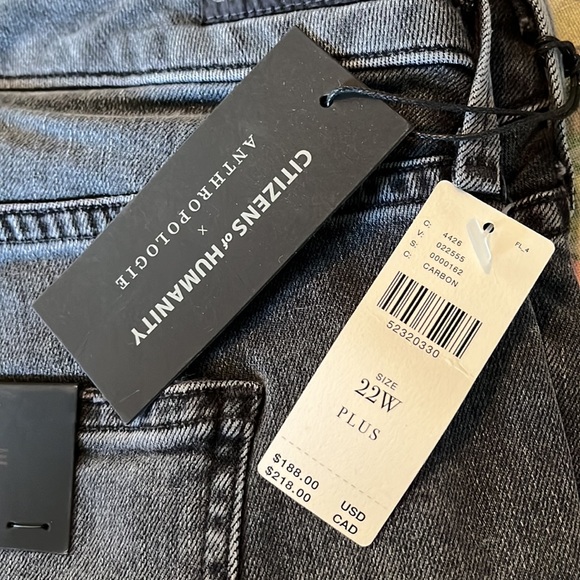 CITIZENS OF HUMANITY Size 22W Rocket Ankle Skinny Black Stretch Jeans $188 NEW - Picture 7 of 16